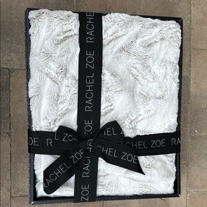 Rachel Zoe White Faux Fur Throw Blanket